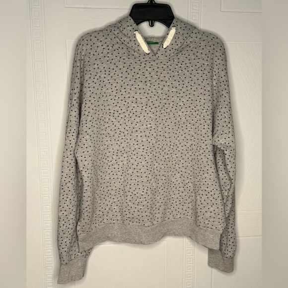 United Colors Of Benetton Gray Polka Dot Hooded Sweatshirt Girls 3XL 13Y-14Y - Picture 1 of 12